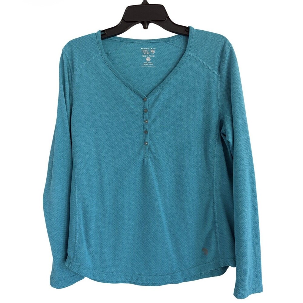 Mountain Hardwear Henley Baselayer Top Long Sleeve Women’s Size Large Teal